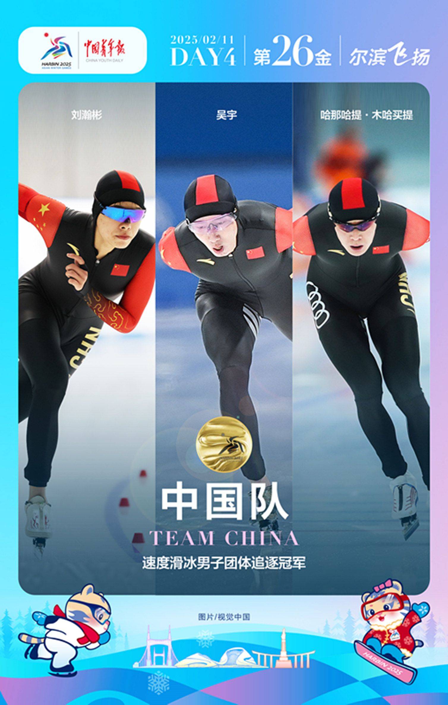拿下最后一金,中国队包揽亚冬会男子速度滑冰全部金牌