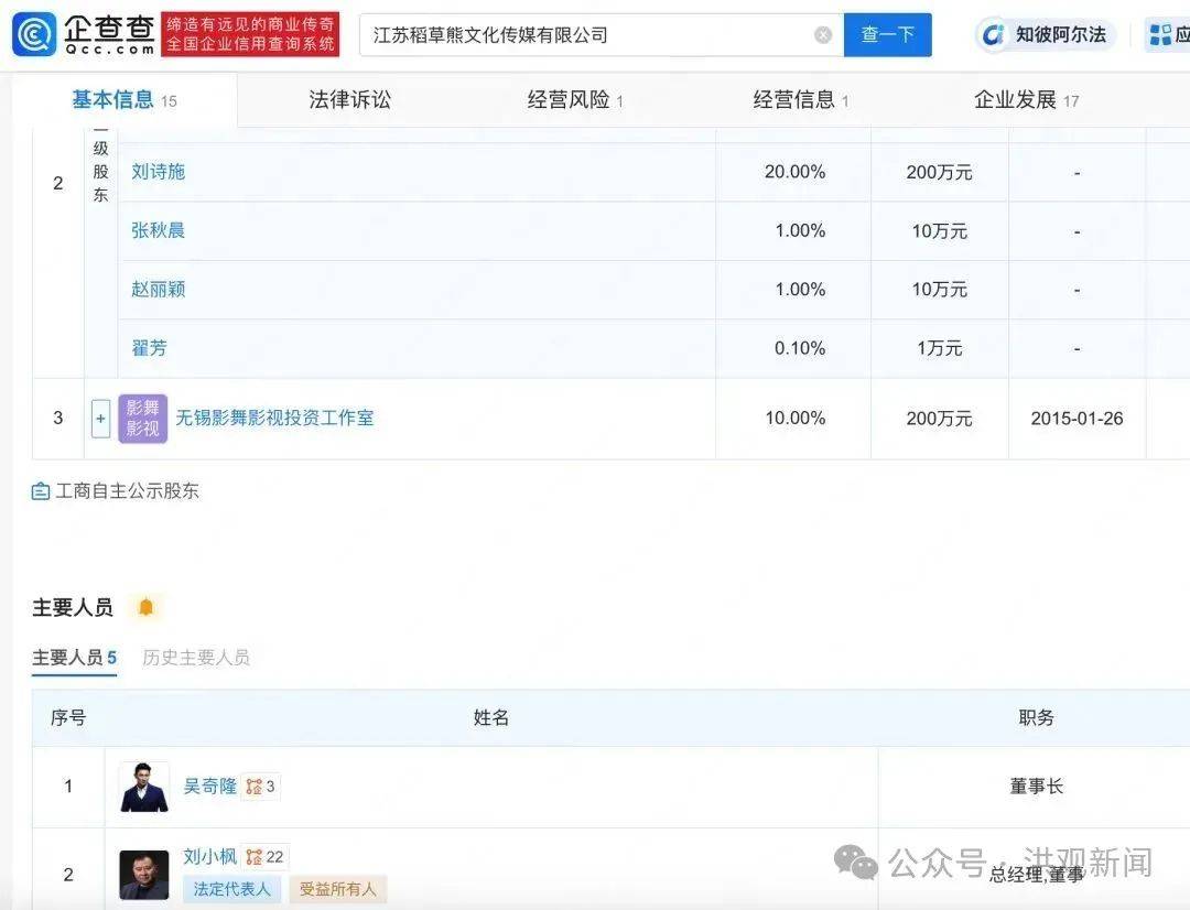 刘诗诗吴奇隆被曝离婚?相关公司已注销