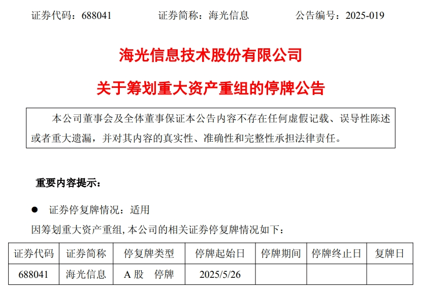 重磅!688041、603019,拟合并重组