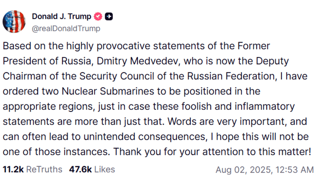 特朗普回怼梅德韦杰夫“一米出头坐大人桌”?